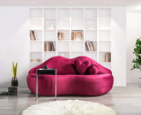 Lips Maroon Velvet Loveseat 81" - LIPSMAROON-L