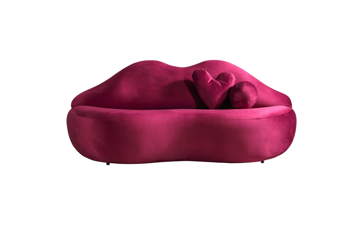 Lips Maroon Velvet Loveseat 81" - LIPSMAROON-L