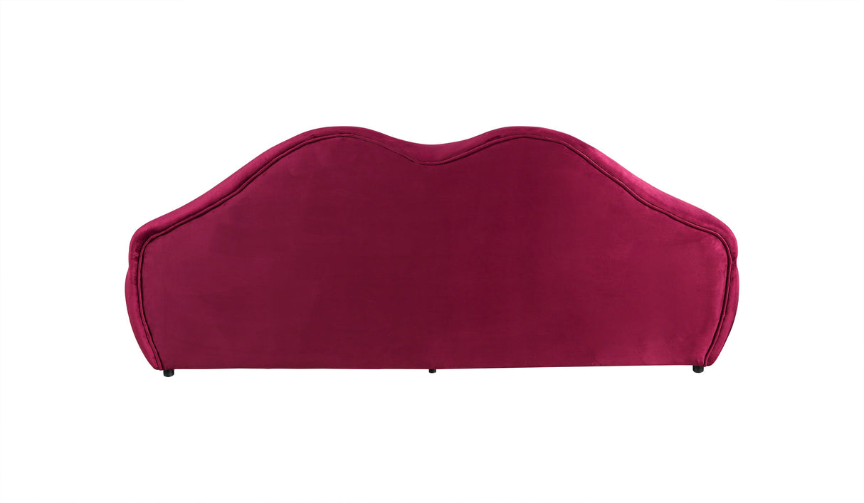 Lips Maroon Velvet Loveseat 81" - LIPSMAROON-L