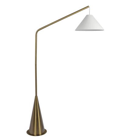 Lisbon Black Floor Lamp with On/Off Switch Coned Base Hanging White Fabric Shade - FLL03700801