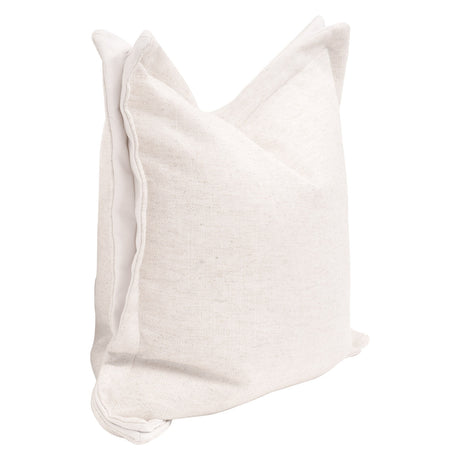 The Little Bit Country 22" Essential Pillow in Performance Textured Cream Linen, Livesmart Machale-Ivory Flange, Set of 2 - 7210-22.TXCRM/LMIVO