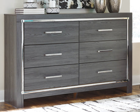 Lodanna Full Panel Bed with 2 Storage Drawers with Dresser in Gray - PKG003612