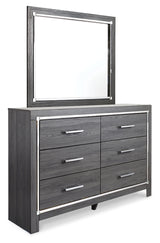 Lodanna Full Panel Bed with 2 Storage Drawers with Mirrored Dresser and 2 Nightstands in Gray from Ashley - Luna Furniture