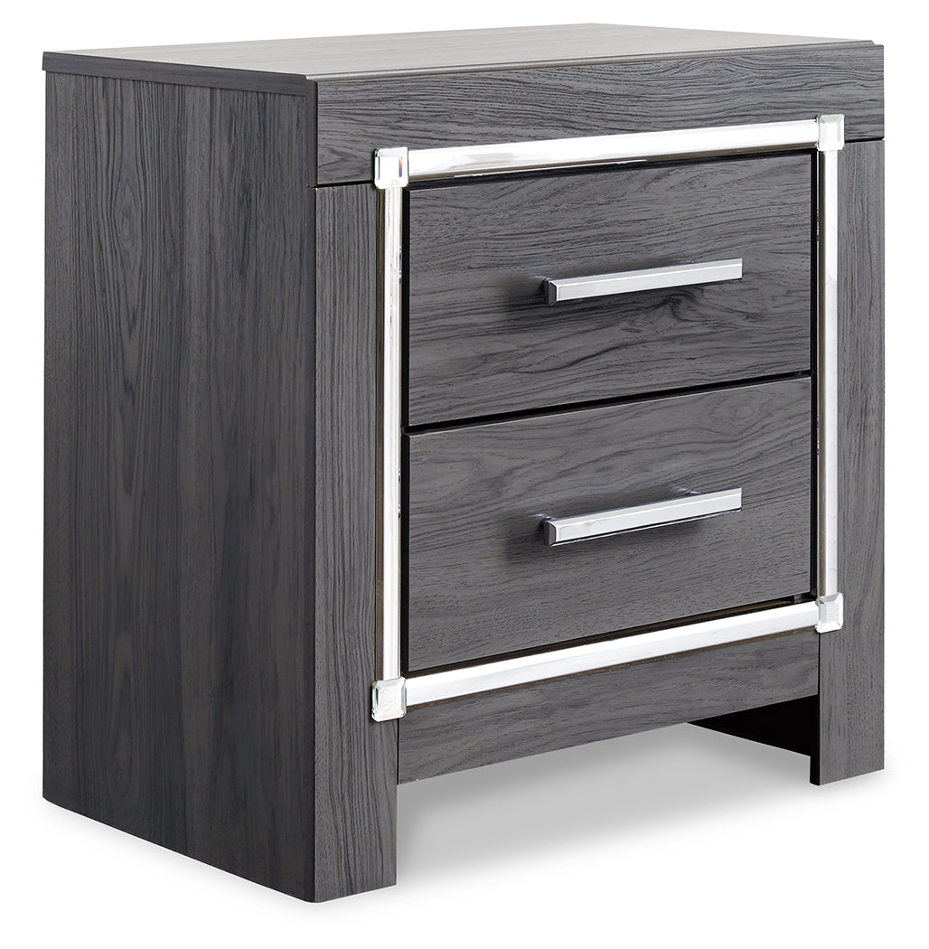 Lodanna Full Panel Bed with 2 Storage Drawers with Mirrored Dresser and 2 Nightstands in Gray from Ashley - Luna Furniture