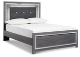 Lodanna Full Panel Bed with Mirrored Dresser, Chest and 2 Nightstands in Gray - PKG003611