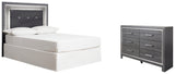 Lodanna Full Upholstered Panel Headboard Bed with Dresser in Gray from Ashley - Luna Furniture