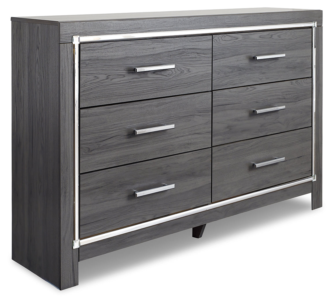 Lodanna Full Upholstered Panel Headboard Bed with Dresser in Gray from Ashley - Luna Furniture