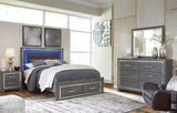 Lodanna King Panel Bed with 2 Storage Drawers with Dresser in Gray - PKG003563