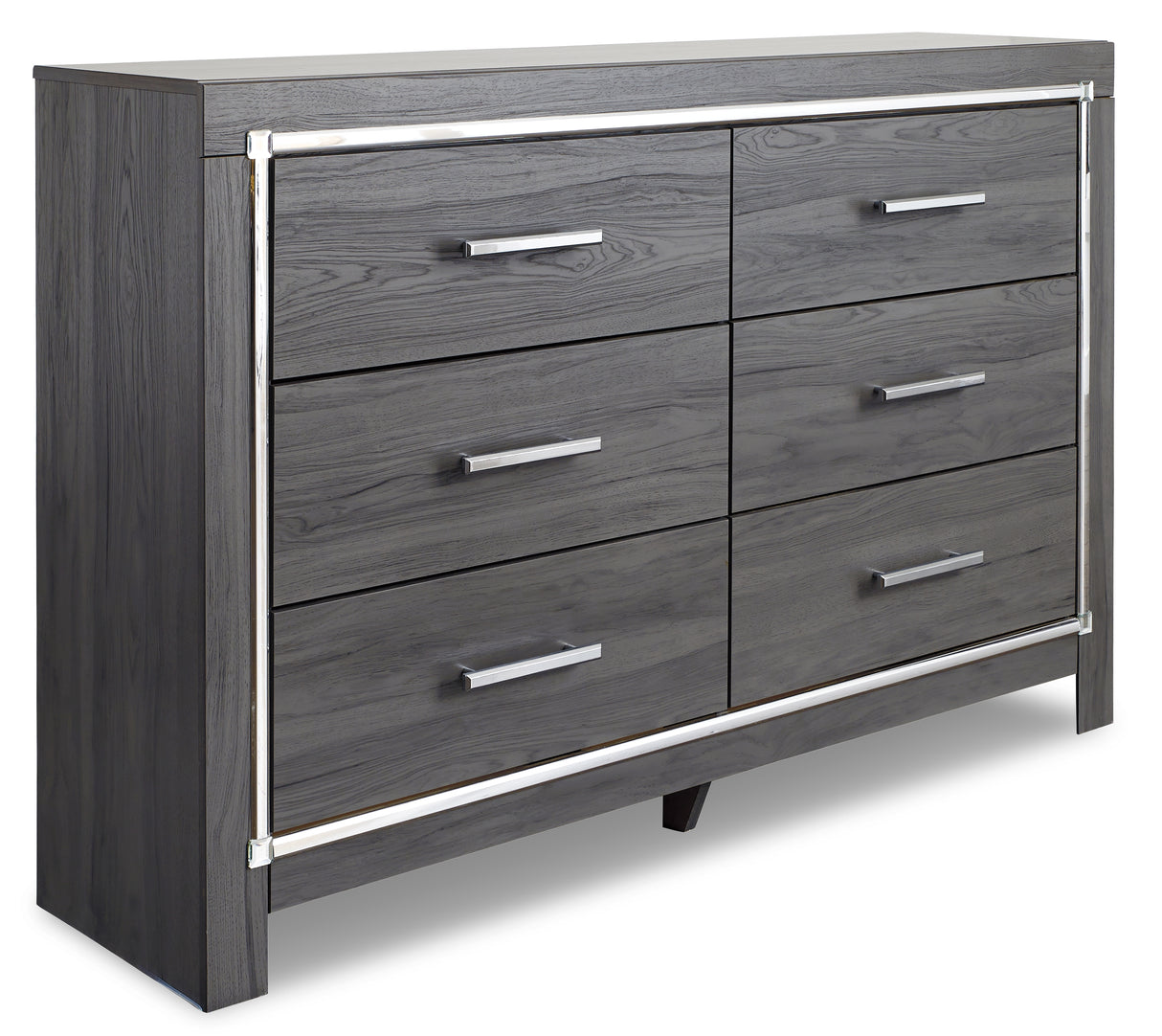 Lodanna King Panel Bed with 2 Storage Drawers with Dresser in Gray - PKG003563