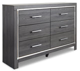 Lodanna King Panel Bed with 2 Storage Drawers with Dresser in Gray - PKG003563