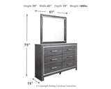 Lodanna King Panel Bed with 2 Storage Drawers with Mirrored Dresser in Gray - PKG003589