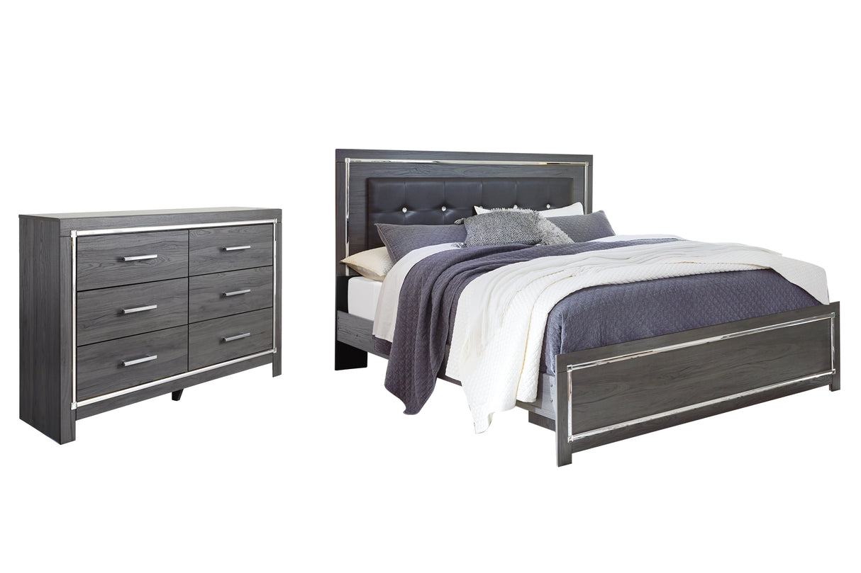 Lodanna King Panel Bed with Dresser in Gray - PKG003546