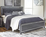 Lodanna King Panel Bed with Mirrored Dresser and Nightstand in Gray - PKG014141