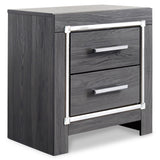 Lodanna King Panel Bed with Mirrored Dresser and Nightstand in Gray - PKG014141