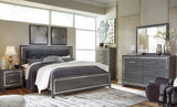 Lodanna King Panel Bed with Mirrored Dresser, Chest and Nightstand in Gray from Ashley - Luna Furniture