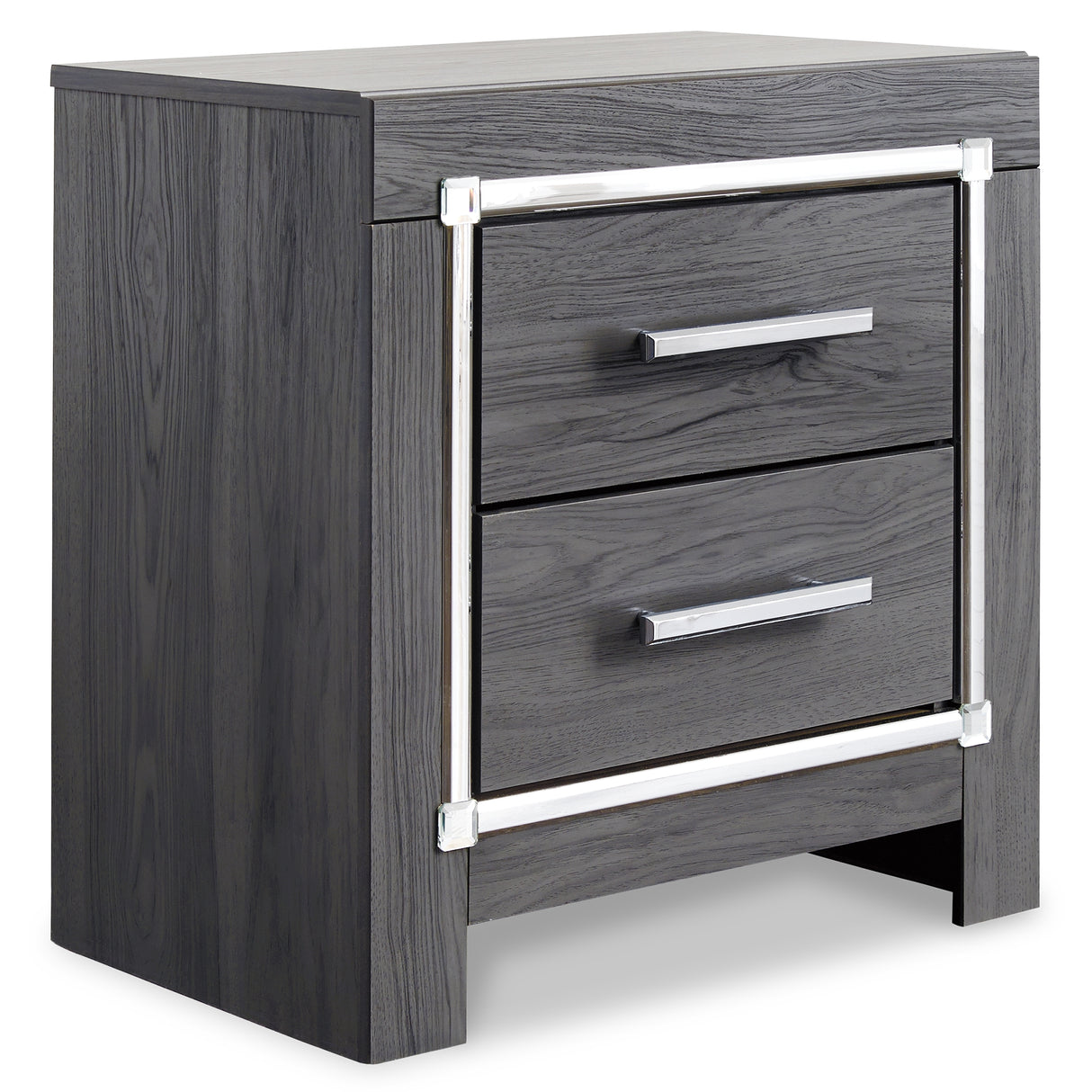 Lodanna King Panel Bed with Mirrored Dresser, Chest and Nightstand in Gray from Ashley - Luna Furniture