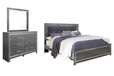 Lodanna King Panel Bed with Mirrored Dresser in Gray - PKG003547