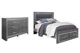 Lodanna Queen Panel Bed with 2 Storage Drawers with Dresser in Gray - PKG003581