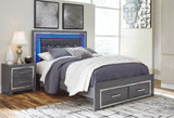 Lodanna Queen Panel Bed with 2 Storage Drawers with Dresser in Gray - PKG003581