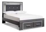 Lodanna Queen Panel Bed with 2 Storage Drawers with Dresser in Gray - PKG003600