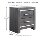 Lodanna Queen Panel Bed with 2 Storage Drawers with Mirrored Dresser and Nightstand in Gray - PKG014037