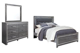 Lodanna Queen Panel Bed with Mirrored Dresser in Gray - PKG003595