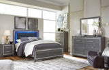 Lodanna Queen Panel Bed with Mirrored Dresser in Gray - PKG003595