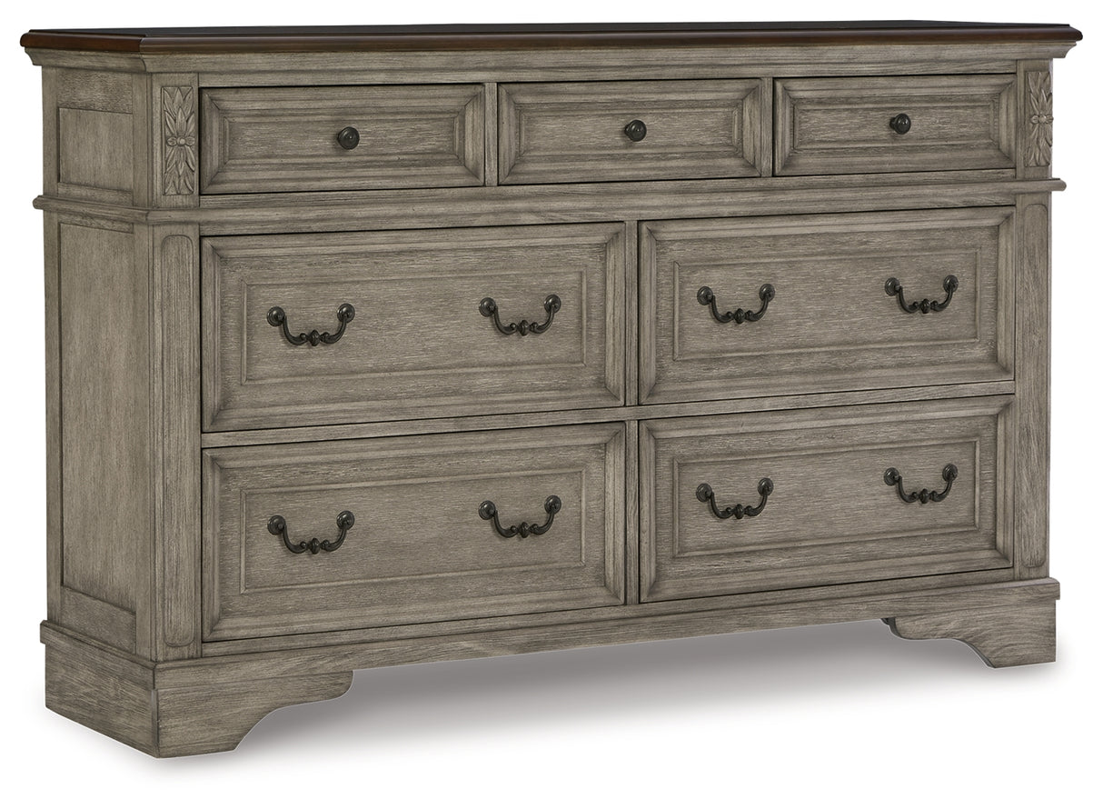 Lodenbay California King Panel Bed with Dresser in Antique Gray from Ashley - Luna Furniture