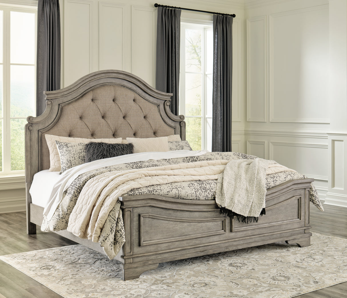 Lodenbay California King Panel Bed with Dresser in Antique Gray from Ashley - Luna Furniture