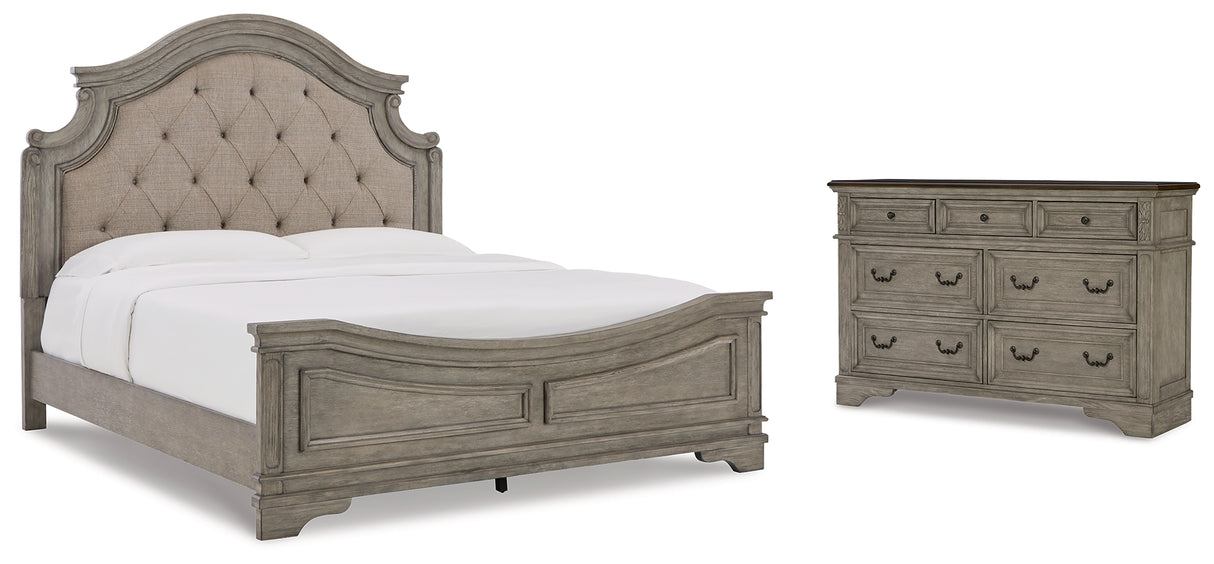 Lodenbay California King Panel Bed with Dresser in Antique Gray from Ashley - Luna Furniture