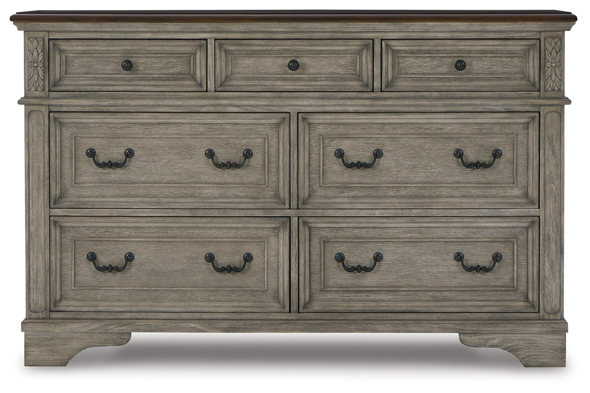 Lodenbay California King Panel Bed with Dresser in Antique Gray from Ashley - Luna Furniture