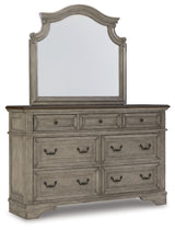 Lodenbay California King Panel Bed with Mirrored Dresser and 2 Nightstands in Antique Gray from Ashley - Luna Furniture