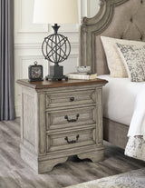 Lodenbay California King Panel Bed with Mirrored Dresser and 2 Nightstands in Antique Gray from Ashley - Luna Furniture