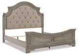 Lodenbay California King Panel Bed with Mirrored Dresser and Chest in Antique Gray from Ashley - Luna Furniture