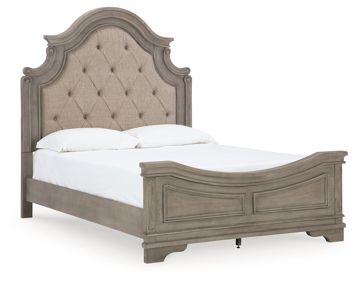 Lodenbay Queen Panel Bed with Mirrored Dresser in Antique Gray from Ashley - Luna Furniture