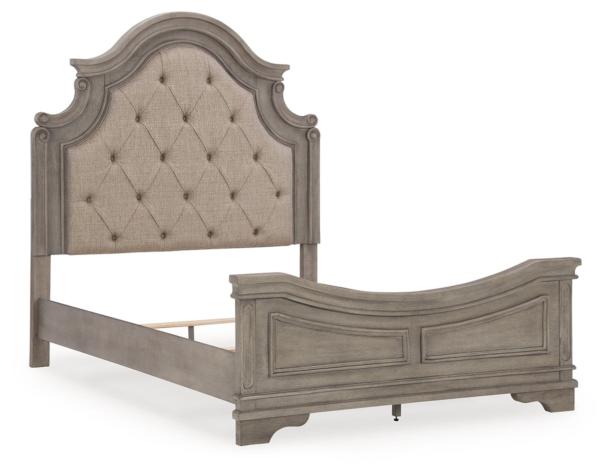 Lodenbay Queen Panel Bed with Mirrored Dresser in Antique Gray from Ashley - Luna Furniture