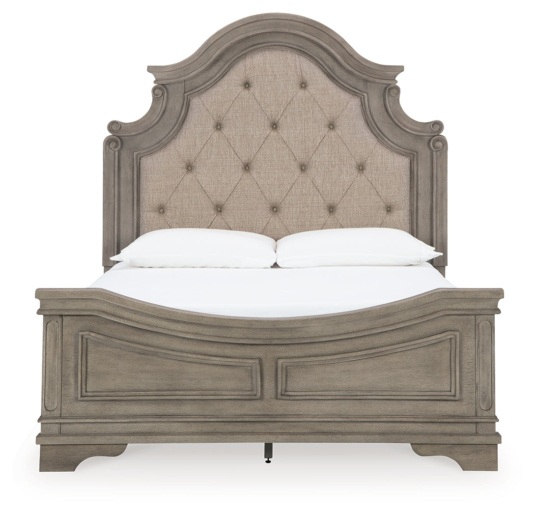 Lodenbay Queen Panel Bed with Mirrored Dresser in Antique Gray from Ashley - Luna Furniture