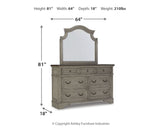 Lodenbay Queen Panel Bed with Mirrored Dresser in Antique Gray from Ashley - Luna Furniture