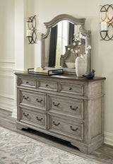 Lodenbay Queen Panel Bed with Mirrored Dresser in Antique Gray from Ashley - Luna Furniture