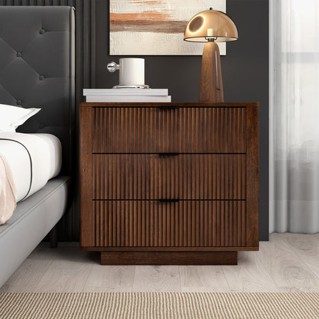 Lola Walnut Nightstand 3-Drawer - NST00700802