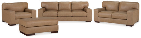 Lombardia Sofa, Loveseat, Chair and Ottoman in Tumbleweed - PKG015470