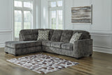 Lonoke 2-Piece Sectional with Ottoman in Gunmetal - PKG015519