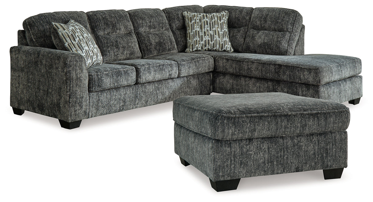 Lonoke 2-Piece Sectional with Ottoman in Gunmetal - PKG015520