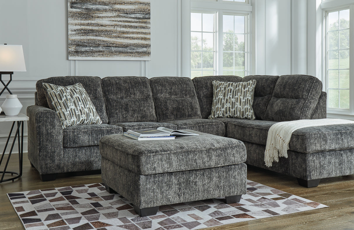 Lonoke 2-Piece Sectional with Ottoman in Gunmetal - PKG015520