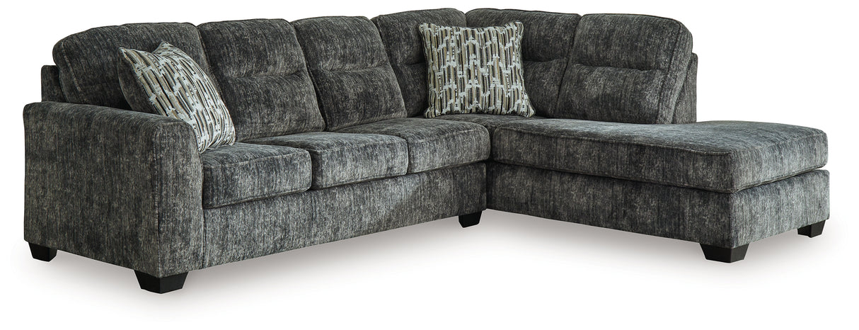 Lonoke 2-Piece Sectional with Ottoman in Gunmetal - PKG015520