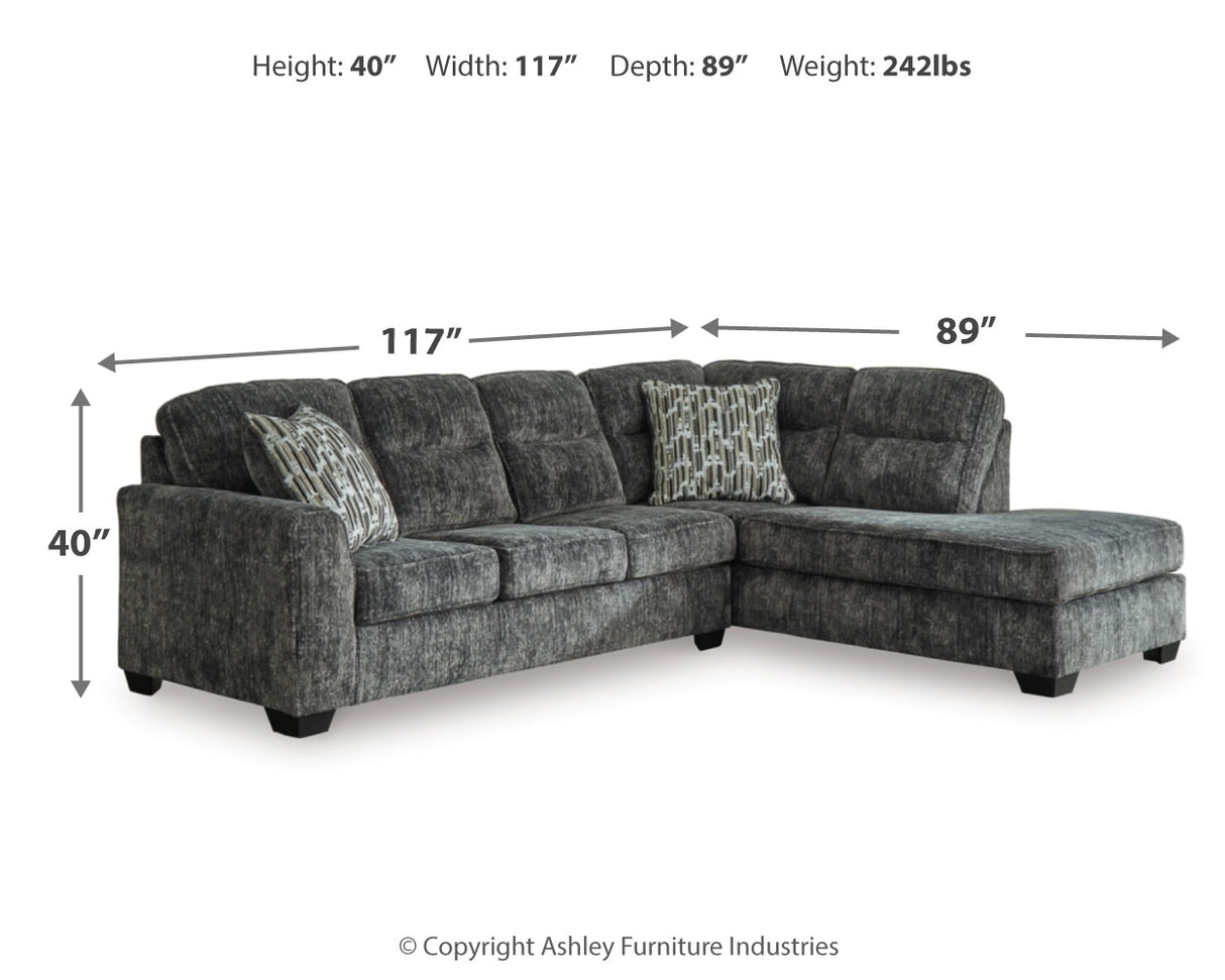 Lonoke 2-Piece Sectional with Ottoman in Gunmetal - PKG015520