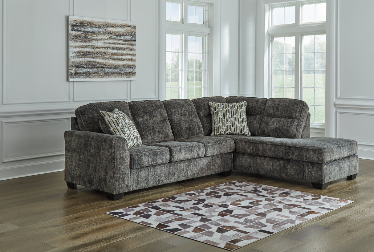 Lonoke 2-Piece Sectional with Ottoman in Gunmetal - PKG015520