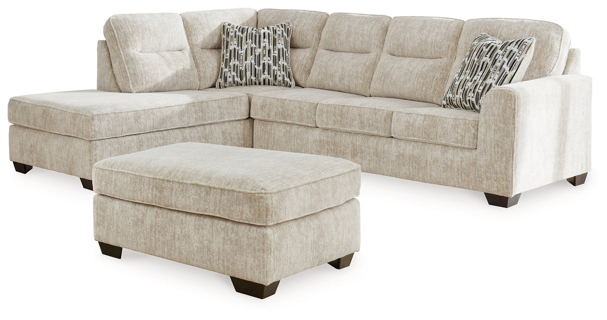 Lonoke 2-Piece Sectional with Ottoman in Parchment - PKG015521