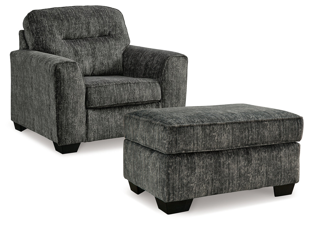 Lonoke Chair and Ottoman in Gunmetal - PKG015437