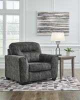 Lonoke Chair and Ottoman in Gunmetal - PKG015437